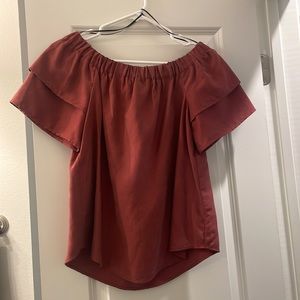 Worn to only two occasions (Easter&rodeo) off the shoulder maroon top from H&M